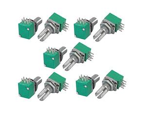 Sourcingmap 10pcs B Double Linear 6mm Dia Knurled Shaft Rotary Potentiometer