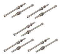 Sourcingmap 10pcs M4x80mm 304 Stainless Steel Knurled Hex Socket Head Bolts Nuts w Washers