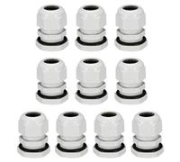 sourcingmap 10Pcs PG19 Cable Gland Waterproof Plastic Joint Adjustable Locknut White for 12mm-15mm Dia Cable Wire