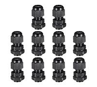 sourcingmap 10Pcs PG7 Cable Gland Waterproof Plastic Joint Adjustable Locknut Black for 3mm-6.5mm Dia Cable Wire