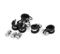 Sourcingmap 11mm 304 Stainless Steel EPDM Rubber Lined P Clips Hose Pipe Clamp 5pcs