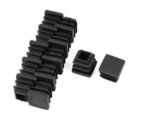 sourcingmap 12 Pcs 16mm x 16mm Plastic Ribbed Square End Caps Tube Insert Black