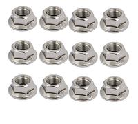 Sourcingmap 12pcs M10 x 1.25mm Pitch Metric Fine Thread 304 Stainless Steel Hex Flange Nut
