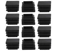 sourcingmap 12pcs Plastic Square 20 x 20mm Ribbed Tube Inserts Pipe Tubing End Covers Caps Furniture Glide Chair Table Feet Floor Protector