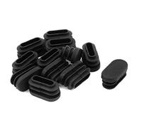 sourcingmap 15mm X 30mm Plastic Oval Shaped End Cup Tube Insert Black 12 Pcs