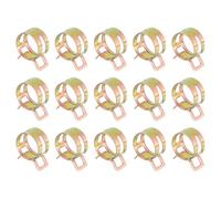 Sourcingmap 15Pcs Spring Band Type Action Fuel/Silicone Vacuum Hose Pipe Clamp, 16mm Low-Pressure Air Spring Hose Clip Clamp for Automotive Oil Pipe Water Pipe, Color Zinc
