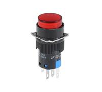 Sourcingmap 16mm Latching Push Button Switch Red LED Light Round Button DPST 1 NO 1 NC Light 24V