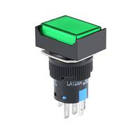 Sourcingmap 16mm Momentary Push Button Switch Green LED Light Square Button 1 NO 1 NC Light 24V
