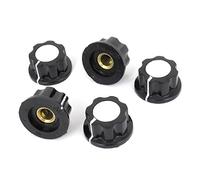 sourcingmap 19 mm Top 6 mm Diameter Adjustable Turn Shaft Insert Potentiometer Rotary Knob - Silver Tone/Black (5-Piece)