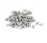 Sourcingmap 1mm 3/64" Steel Wire Rope Aluminum Ferrules Sleeves Oval Style Silver Tone 100 Pcs