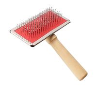sourcingmap 1Pc Dog Grooming Brush Dog Hair Brush, Self Cleaning Cat Dog Slicker Brush with Wooden Handle Dog Brush for Long Haired Short Haired Dogs, Cats Shedding Tool Pet Brush