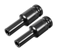 Sourcingmap 2 Pcs 1/2-Inch Drive by 8mm Deep Impact Socket, Cr-V, 6-Point, Metric