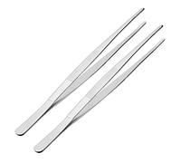 Sourcingmap 2 Pcs 12-Inch Stainless Steel Straight Blunt Tweezers with Serrated Tip Daily Garden Tool