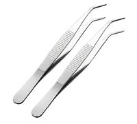 Sourcingmap 2 Pcs 5.5-Inch Stainless Steel Tweezers with Curved Pointed Serrated Tip