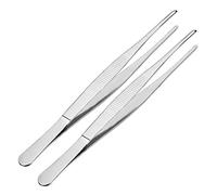 Sourcingmap 2 Pcs 8-Inch Stainless Steel Straight Blunt Tweezers with Serrated Tip Daily Garden Tool