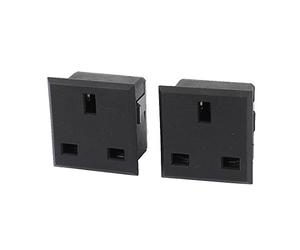 Sourcingmap 2 Pcs AC 250V UK Socket Square Cabinet Outlet Power Receptacle Black
