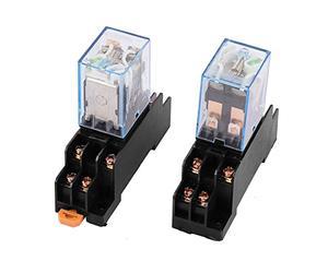 Sourcingmap 2 Pcs DC 12V 10A Coil 35mm DIN Rail DPDT 8Pin Power Relay W Socket Base