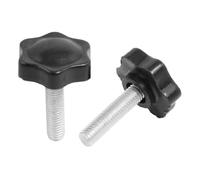 Sourcingmap 2 Pcs M8 x 32mm Male Thread 30mm Star Head Clamping Knob Black