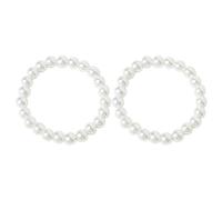 sourcingmap 2 Pcs White Imitation Pearls Beaded Elastic Bracelet Wrist Ornament for Women