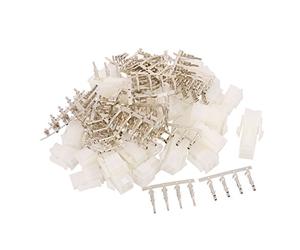 Sourcingmap 20 Pair White Plastic Dual 4 Pin Male + Female 4.2mm Pitch + 4 Pin Terminal PC PSU ATX Connector