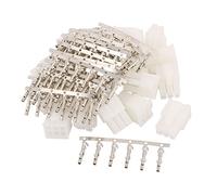 sourcingmap 20 Sets White Plastic Dual 6 Pin Male 4.2mm Pitch + 6 Pin Terminal PC PSU ATX Connector