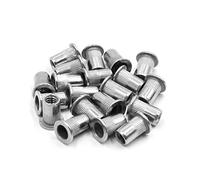 sourcingmap 20Pcs 304 Stainless Steel 1/4-20 UNC Car Flat Head Rivet Nut Insert