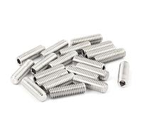 Sourcingmap 20pcs 304 Stainless Steel M6 x 20mm Hex Socket Grub Screws