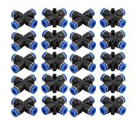 sourcingmap 20Pcs 6mm Dia 4 Ways Tube Hose Pneumatic Air fitting Push In Connector Black