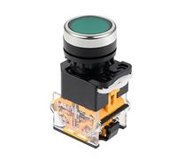 Sourcingmap 22mm Latching Push Button Switch Green Round Button DPST 1 NO 1 NC