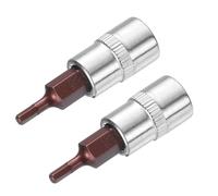Sourcingmap 2pcs 1/4" Drive x H2.5 (2.5mm) Hex Bit Socket, S2 Steel Bits CR-V Sockets 1.5" Length Use with Ratchet Wrench, Slide Bar, Extension Rod