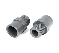 Sourcingmap 2PCS 20mm Male Threaded PVC Straight Water Hose Piping Connectors Coupler Gray