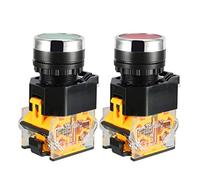 Sourcingmap 2pcs 22mm Mount 10A 380V DPST Red Green Momentary Push Button Switch
