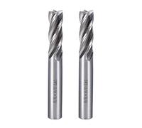 Sourcingmap 2Pcs 3/8" Cutting HSSAL Spiral Drill Bit Straight End Mill Cutter 4 Flute with 3/8" Shank