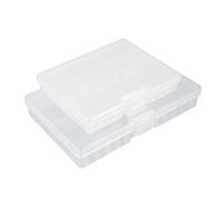 sourcingmap 2pcs Hard Plastic Clear Portable AAA Battery Storage Box, AA Batteries Container