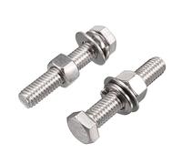 Sourcingmap 2Set 304 Stainless Steel 3/8"-16 Thread 2" Length Hex Bolt Kit w Washer Nut