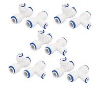 sourcingmap 3/8-inch x 3/8-inch x 1/4-inch T Shaped 3 Way Tube Quick Push in Connector 10pcs for RO Water System