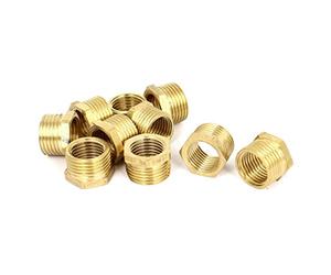 Sourcingmap 3/8BSP Male x 1/4BSP Female Brass Pipe Gas Reducing Hex Bushing 10pcs