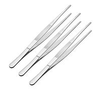 Sourcingmap 3 Pcs 10-Inch Stainless Steel Straight Blunt Tweezers Serrated Tip Daily Garden Tool