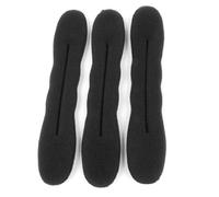 sourcingmap 3 Pcs Hair Bun Maker, Foam Sponge Hair Donut Buns for Women, 9" Magic Beauty Snap Roll Hairstyle Tool Maker Holder for Curler Hair, Black