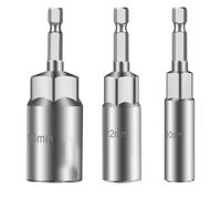 Sourcingmap 3-Piece 1/4" Hex Shank Nut Setter Drill Bit Set - 13mm, 100mm Length, Metric, Non-Magnetic, Quick-Change Compatible