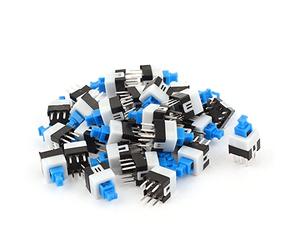 Sourcingmap 30 Pcs 6Pins Square 7x7mm Latching Action DPDT Mini Push Button Switch