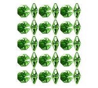 Sourcingmap 30Pcs Crystal Glass Beads Green Octagonal Drops Chandelier Pendants Decoration for DIY Light Accessories 14mmx7mm