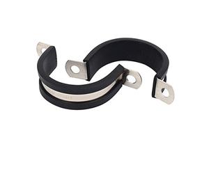 Sourcingmap 38mm Dia EPDM Rubber Lined U Shaped Pipe Tube Wire Clamps Clips 2pcs