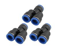Sourcingmap 3Pcs 16mm Dia Y Type 3 Ways Tube Hose Pneumatic Air Fitting Push in Connector