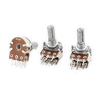 Sourcingmap 3Pcs 50K Ohm 6mm Knurled Shaft Double Linear Adjustable Potentiometers