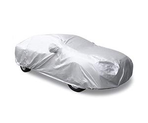 sourcingmap 3XL Silver-Tone 190T Car Cover - Waterproof, UV Reflective, All-Weather Protection for Large Cars Scratch, Rain, Snow, Heat Resistant with Mirror Pockets (490 x 180 x 160cm)