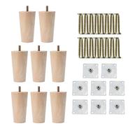 Sourcingmap 4 Inch Round Solid Wood Furniture Legs Sofa Couch Chair Table Desk Closet Cabinet Feet Replacement Adjuster Set of 8