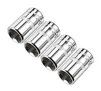 Sourcingmap 4 Pcs 1/4-Inch Drive 10mm 6-Point Shallow Socket, Metric, Cr-V