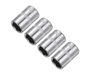 Sourcingmap 4 Pcs 1/4-Inch Drive 11mm 6-Point Shallow Socket, Metric, Steel with Chrome Plated