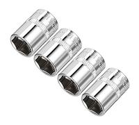 Sourcingmap 4 Pcs 1/4-Inch Drive 12mm 6-Point Shallow Socket, Metric, Cr-V